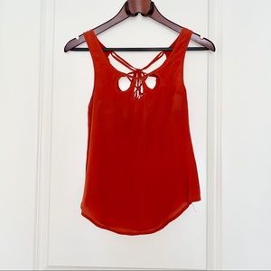 Anthropologie Ecoté 100% Silk Blouse XS Orange